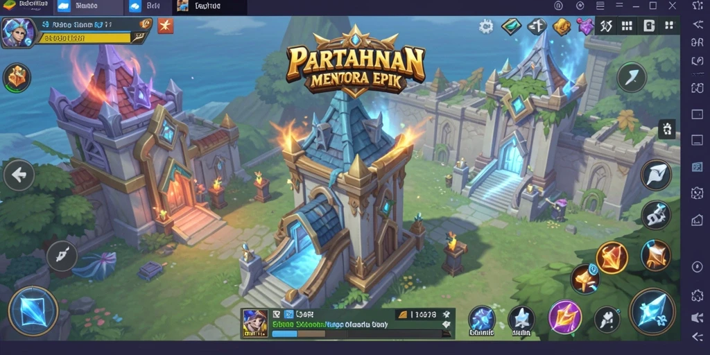 Screenshot 34R menampilkan gameplay menara pertahanan yang menegangkan.