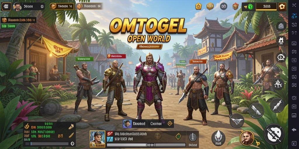 Screenshot gameplay OMTOGEL yang menunjukkan eksplorasi dunia terbuka.