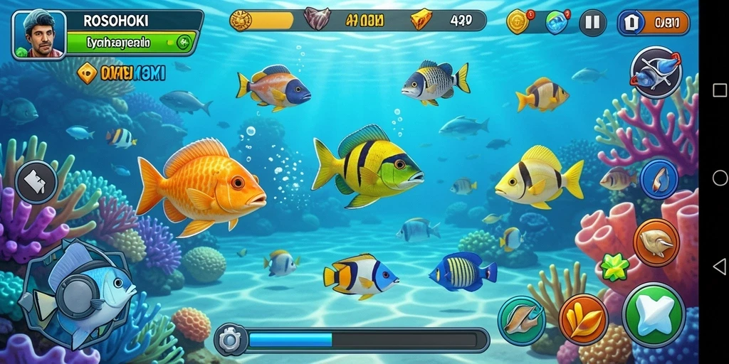Tampilan gameplay seru dalam game Tembak Ikan ROSOHOKI.