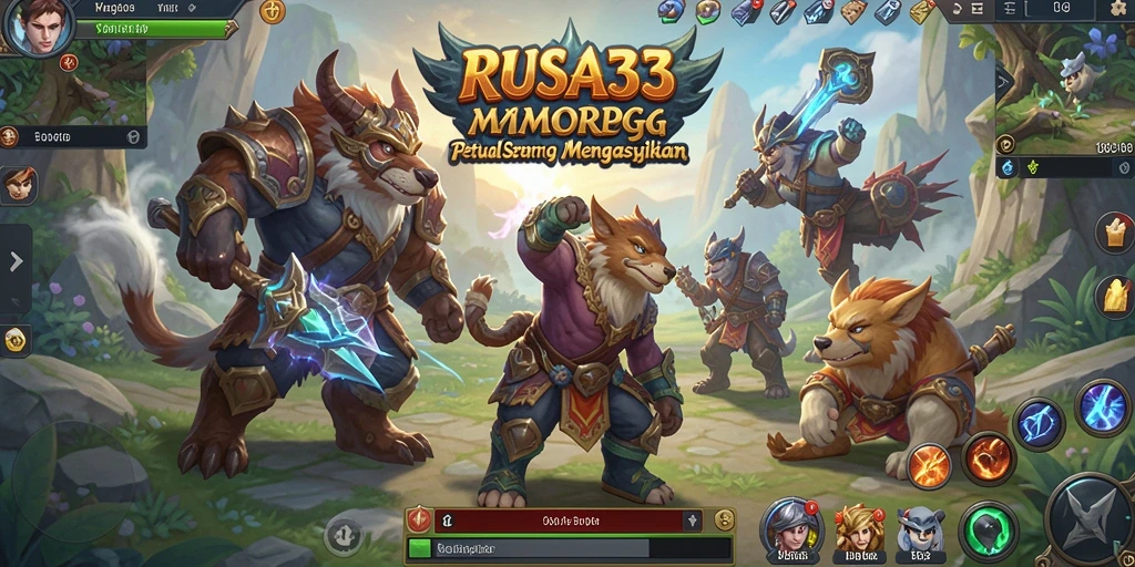 Screenshot gameplay RUSA33 menampilkan pertarungan seru dan pemandangan dunia yang indah.