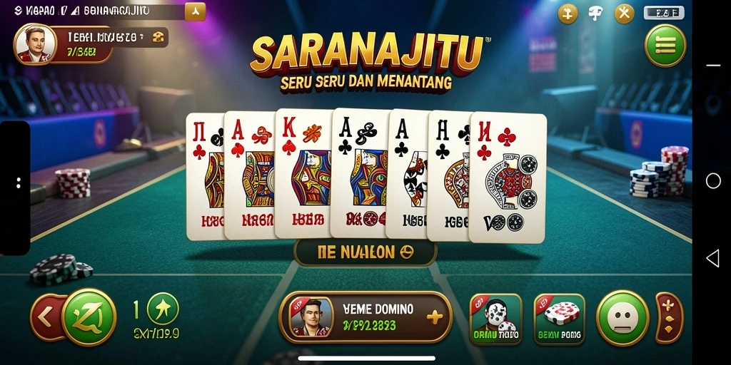 Tampilan utama permainan Domino SARANAJITU menampilkan grafik yang menarik dan gameplay yang seru.